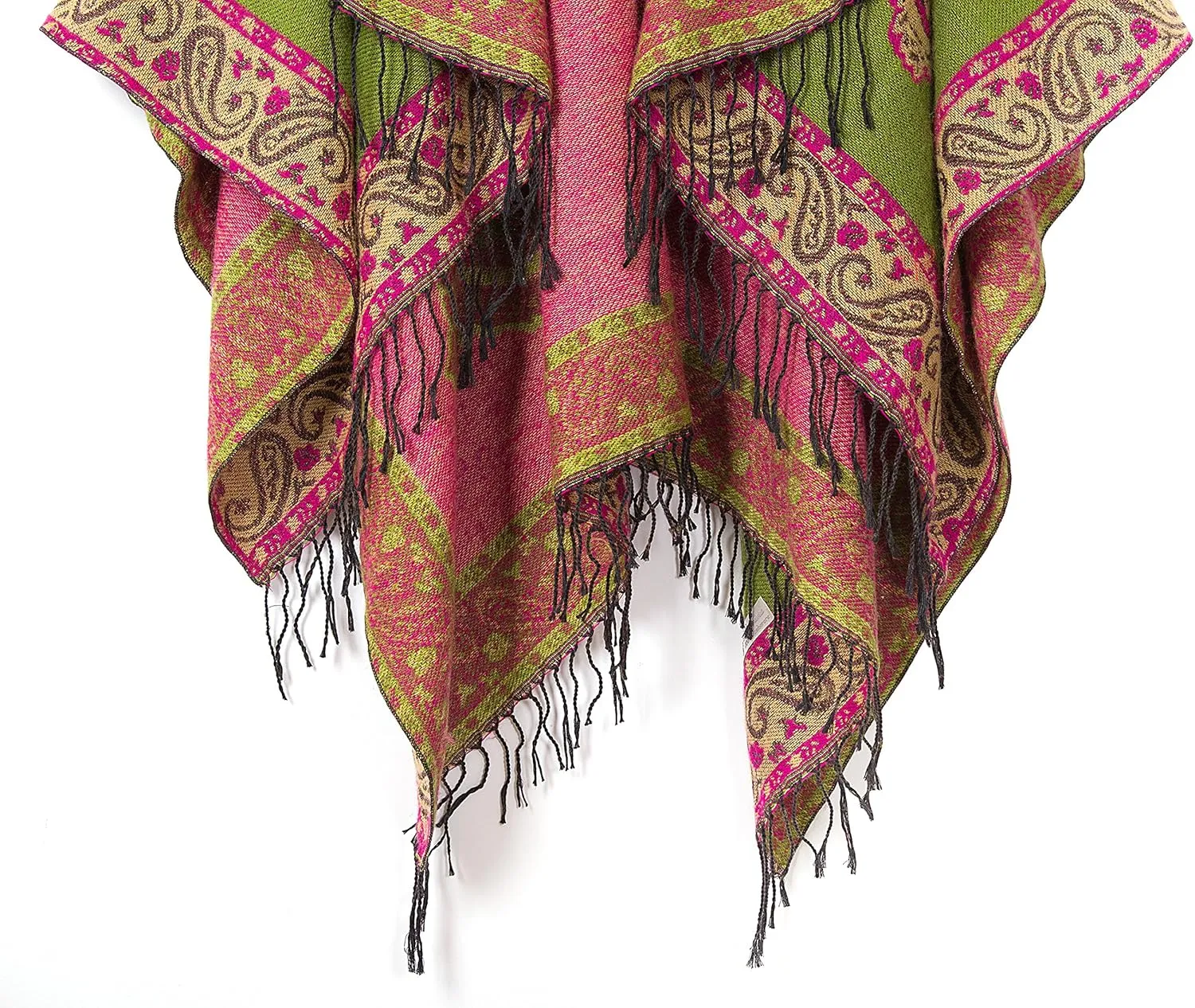 Urban CoCo Women's Retro Style Vintage Pattern Tassel Poncho Shawl Cape Wraps For Women