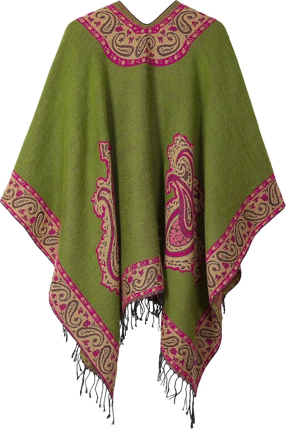 Urban CoCo Women's Retro Style Vintage Pattern Tassel Poncho Shawl Cape Wraps For Women