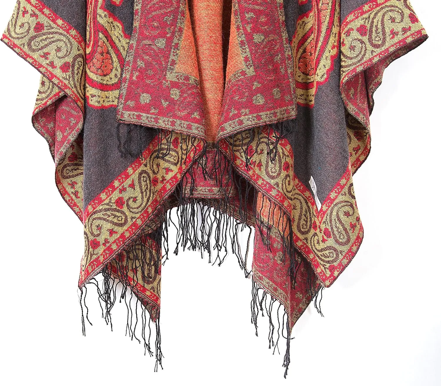 Urban CoCo Women's Retro Style Vintage Pattern Tassel Poncho Shawl Cape Wraps For Women