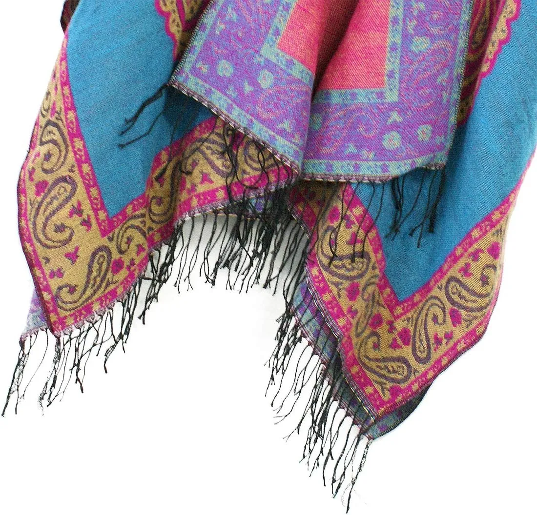 Urban CoCo Women's Retro Style Vintage Pattern Tassel Poncho Shawl Cape Wraps For Women