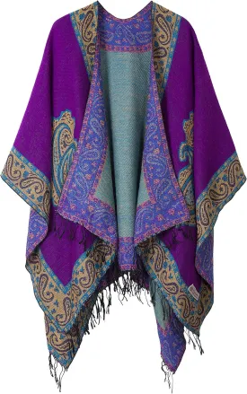 Urban CoCo Women's Retro Style Vintage Pattern Tassel Poncho Shawl Cape Wraps For Women