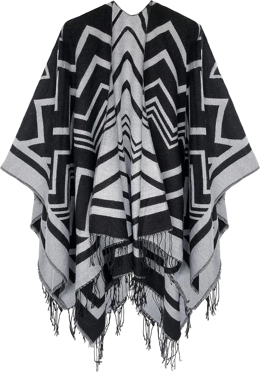 Urban CoCo Women's Winter Vintage Poncho Capes Tassel Blanket Shawl Wrap Cardigan Coat