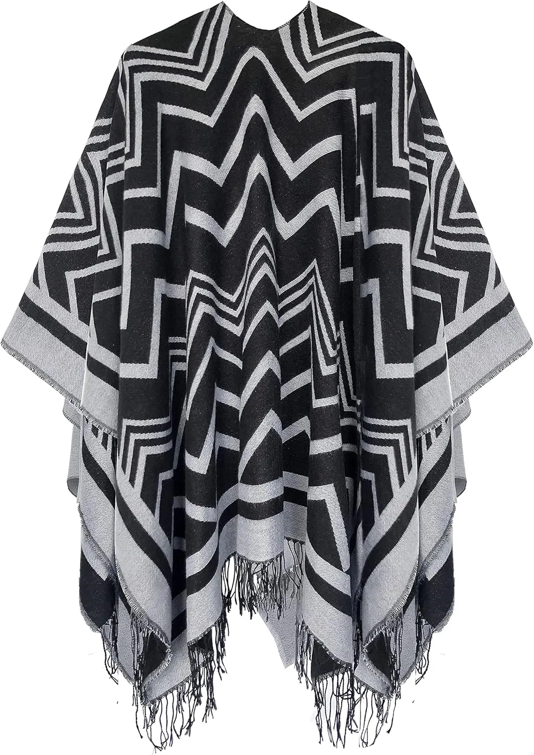 Urban CoCo Women's Winter Vintage Poncho Capes Tassel Blanket Shawl Wrap Cardigan Coat