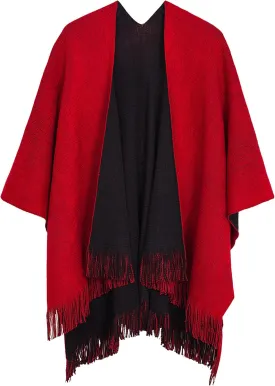 Urban CoCo Women's Winter Vintage Poncho Capes Tassel Blanket Shawl Wrap Cardigan Coat