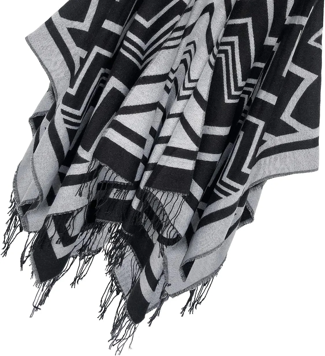 Urban CoCo Women's Winter Vintage Poncho Capes Tassel Blanket Shawl Wrap Cardigan Coat