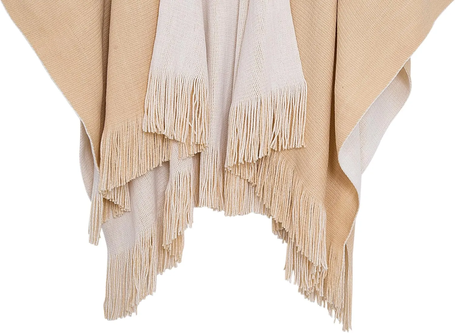 Urban CoCo Women's Winter Vintage Poncho Capes Tassel Blanket Shawl Wrap Cardigan Coat
