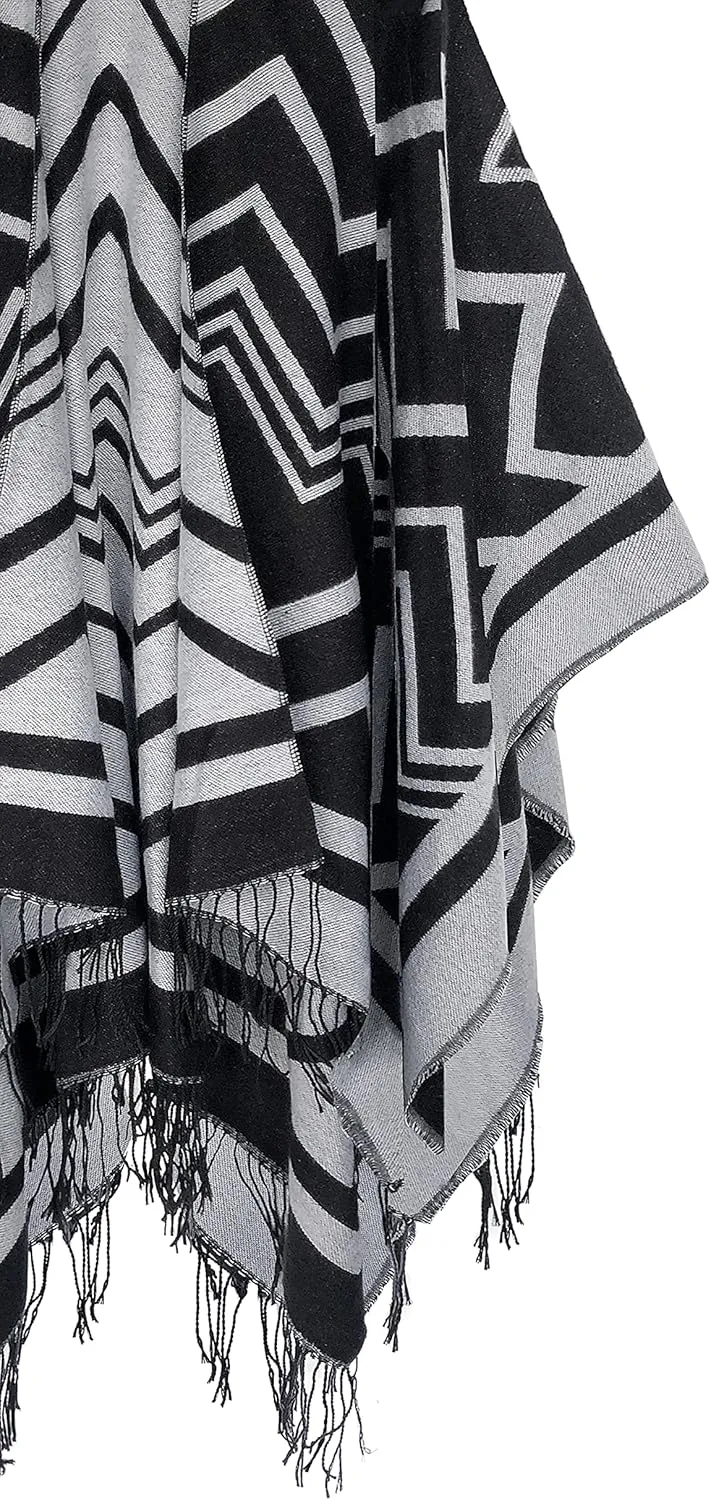 Urban CoCo Women's Winter Vintage Poncho Capes Tassel Blanket Shawl Wrap Cardigan Coat