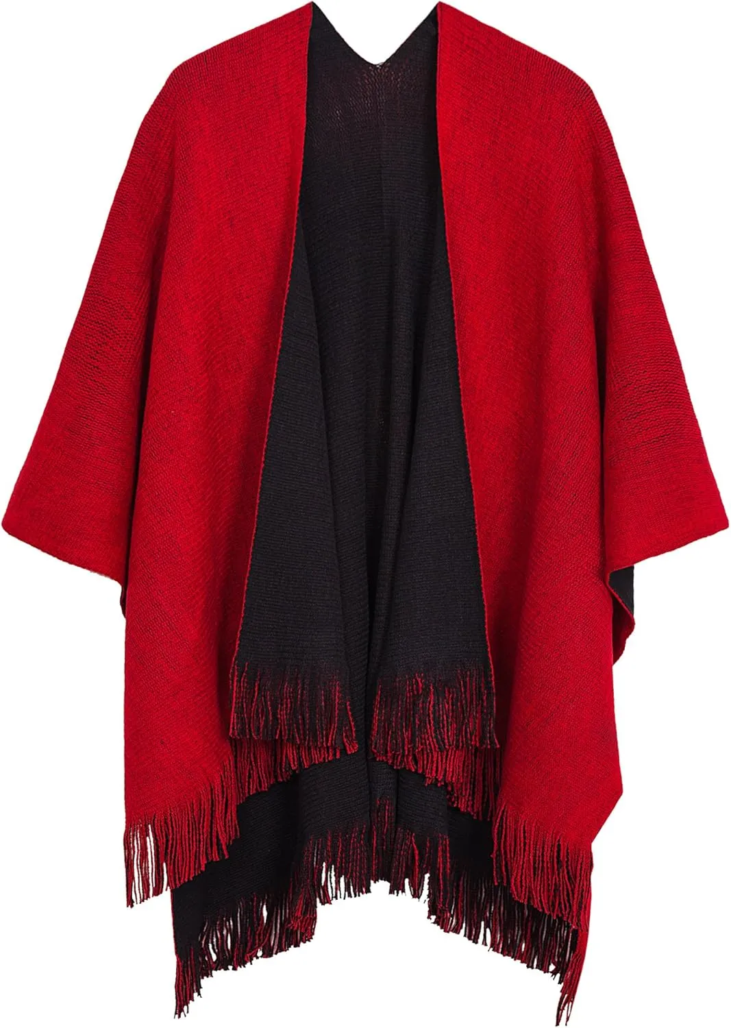 Urban CoCo Women's Winter Vintage Poncho Capes Tassel Blanket Shawl Wrap Cardigan Coat