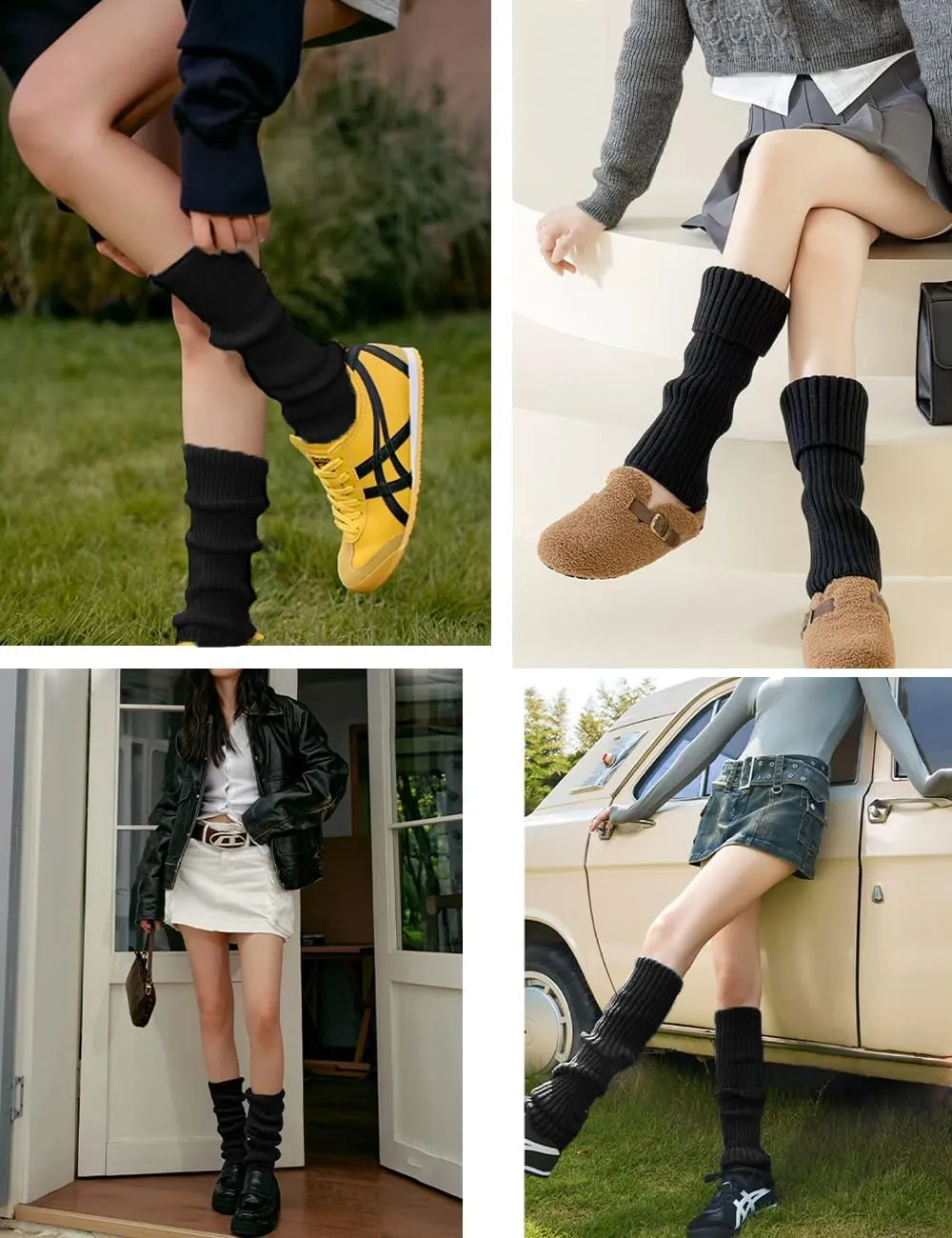 v28 Women Warm Leg Warmers 80s Retro Party Costume Knit Ballet Neon Long Socks
