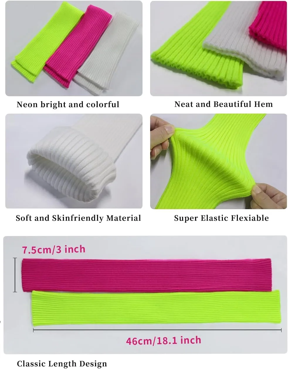 v28 Women Warm Leg Warmers 80s Retro Party Costume Knit Ballet Neon Long Socks
