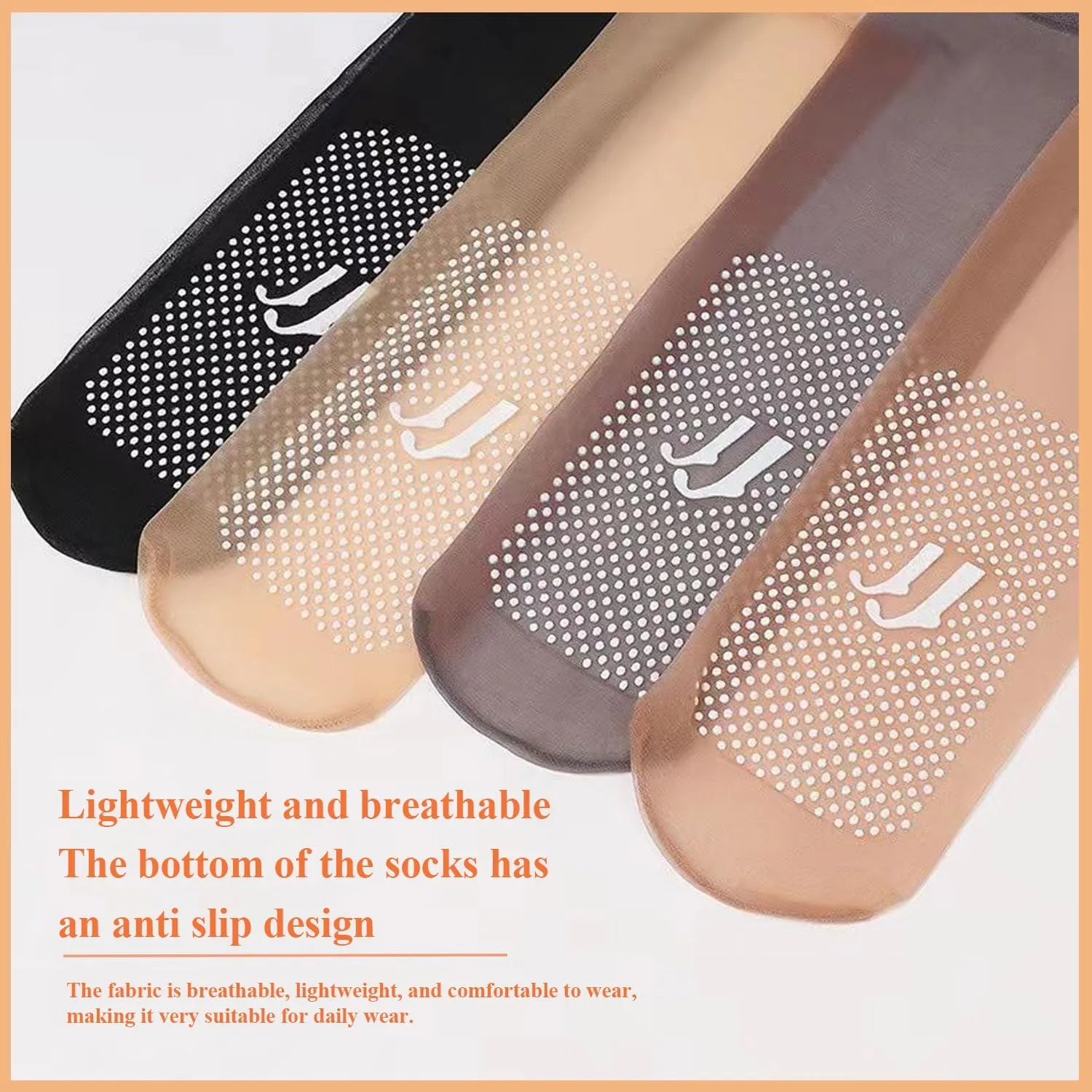 Vylinox Bareblend Socks - 10 Pairs Sheer Ankle Nylon Invisible Slip-Resistant Crystal Silk Ultra-Thin Stockings