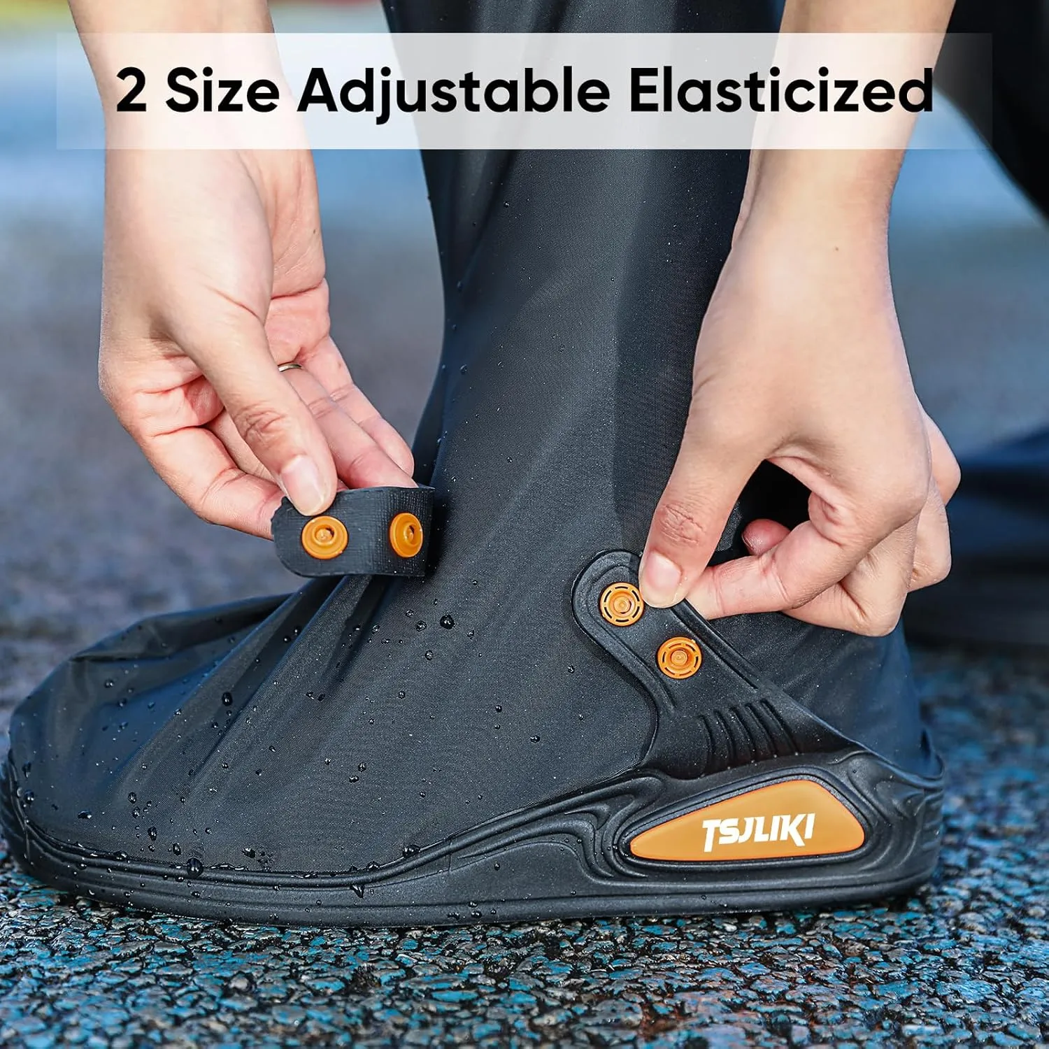 Waterproof Shoe Covers, Thickened Rain Boot Shoe Cover Reusable & Foldable Non-Slip with Reflector for Men Women