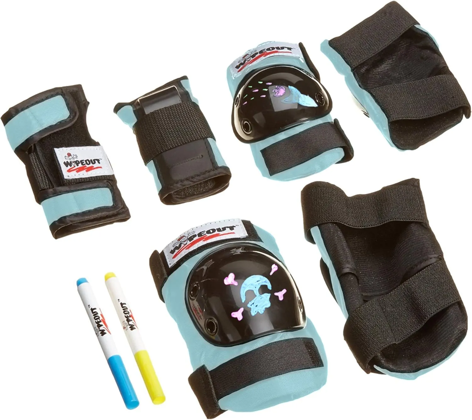 Wipeout Dry Erase Kids Pad Set with Knee Pads, Elbow Pads, and Wristguards