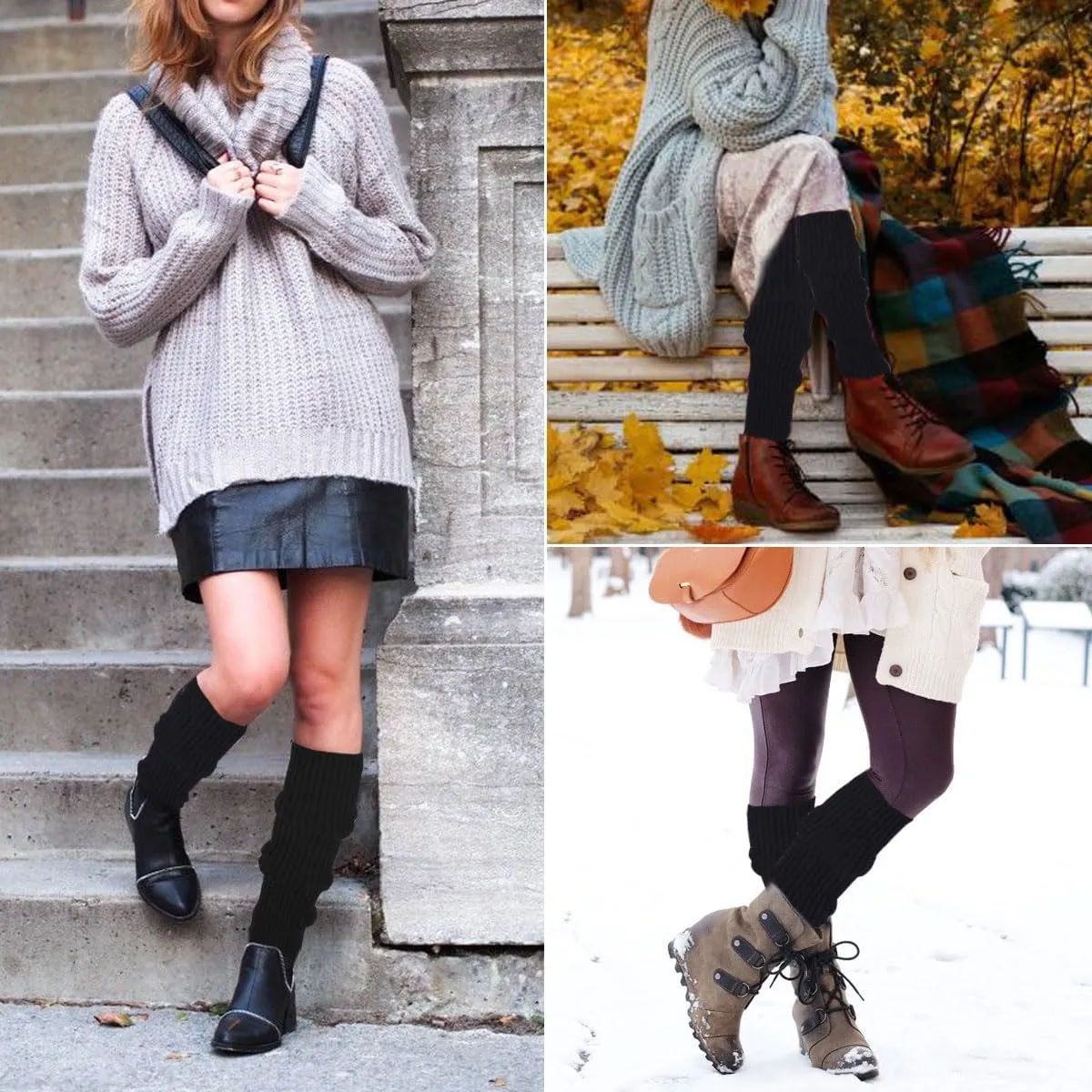 Women 80s Ribbed Leg Warmers Knitted Wool Crochet Long Boot Socks for Party Dance Sports Yoga Accessories
