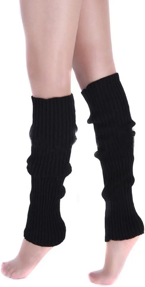 Women 80s Ribbed Leg Warmers Knitted Wool Crochet Long Boot Socks for Party Dance Sports Yoga Accessories