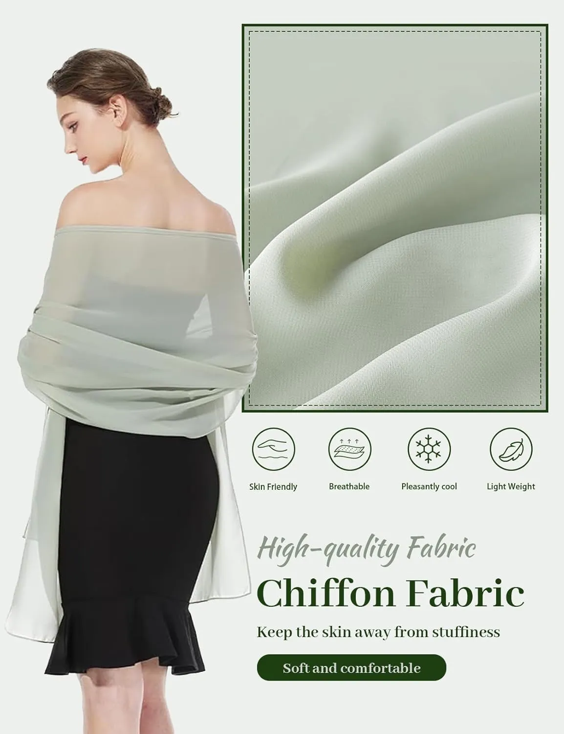 Women Chiffon Shawls and Wraps for Evening Dresses Wedding Party Travel Scarves Pashmina Bikini Cover Up