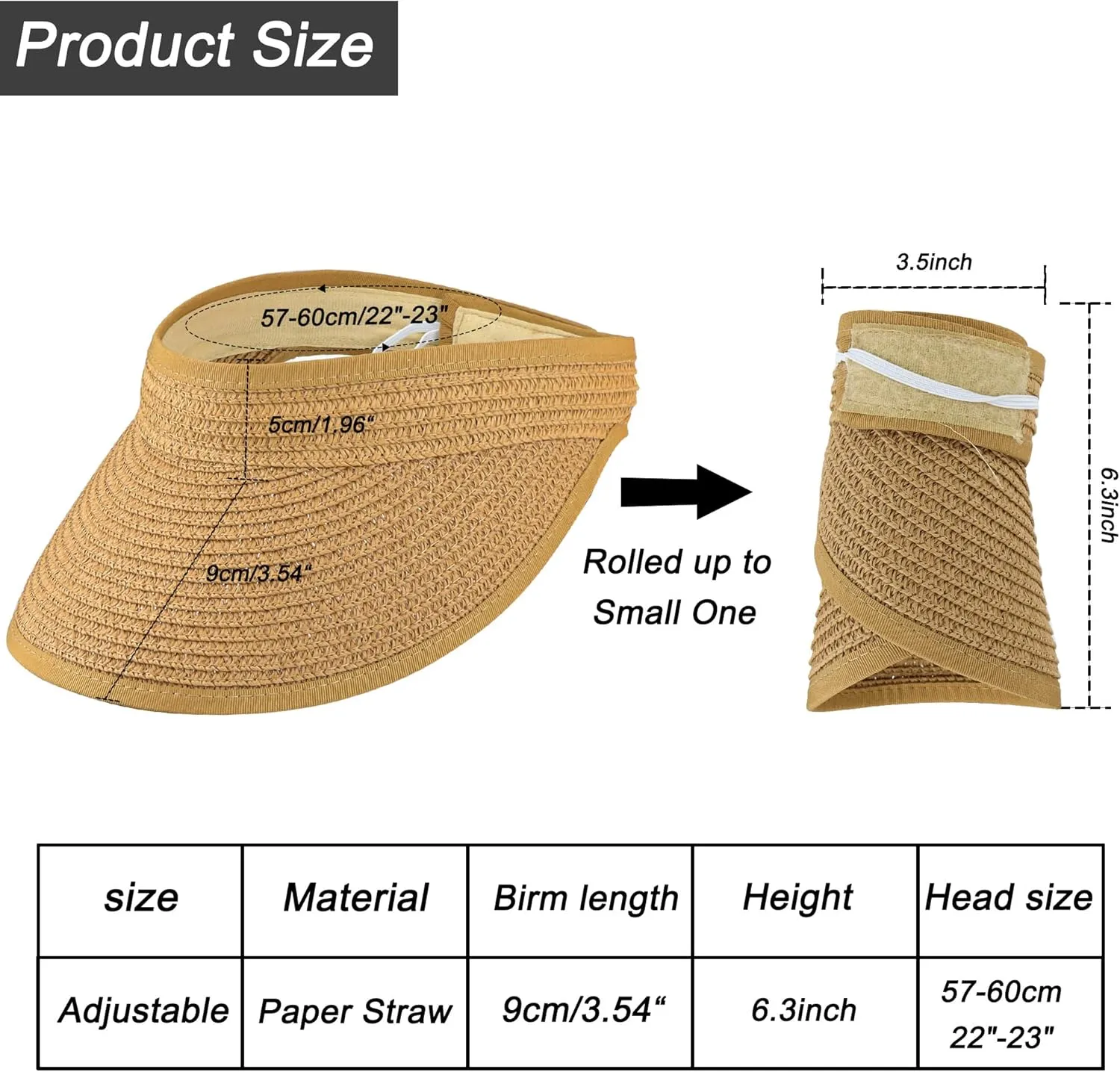 Women Straw Sun Visor Hat Wide Brim Foldable Summer UV Protection Beach Cap Packale Hats