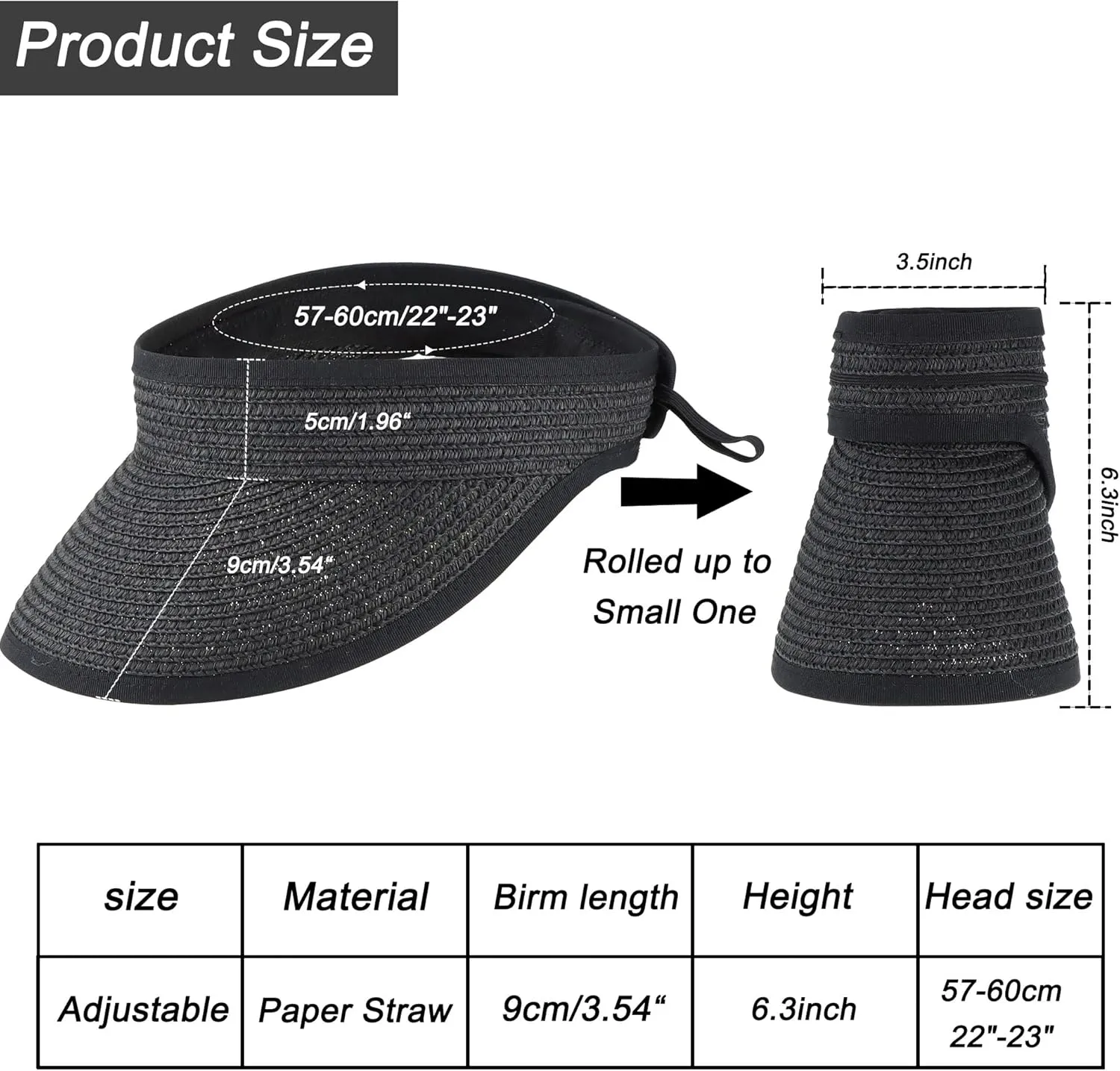 Women Straw Sun Visor Hat Wide Brim Foldable Summer UV Protection Beach Cap Packale Hats