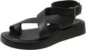 Women's Ankle wrap Footbed Sandal with Comfort Wide Widths Walking Sandals Comfortable Support Ankle Strap Platform Arch Adjustable Lightweight Summer Air Cushioned Beach Flat