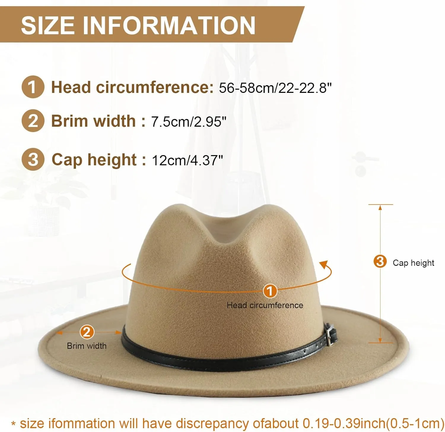Women's Fashion Flat Wide Brim Hat Classic Wool Felt Panama Hat with Belt Buckle