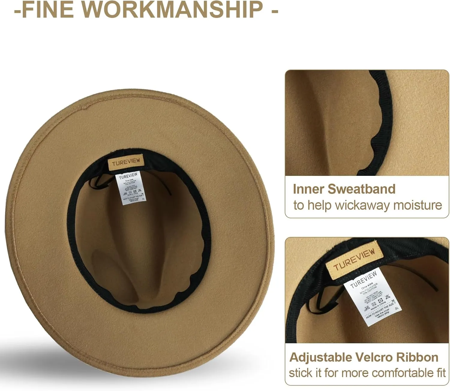 Women's Fashion Flat Wide Brim Hat Classic Wool Felt Panama Hat with Belt Buckle