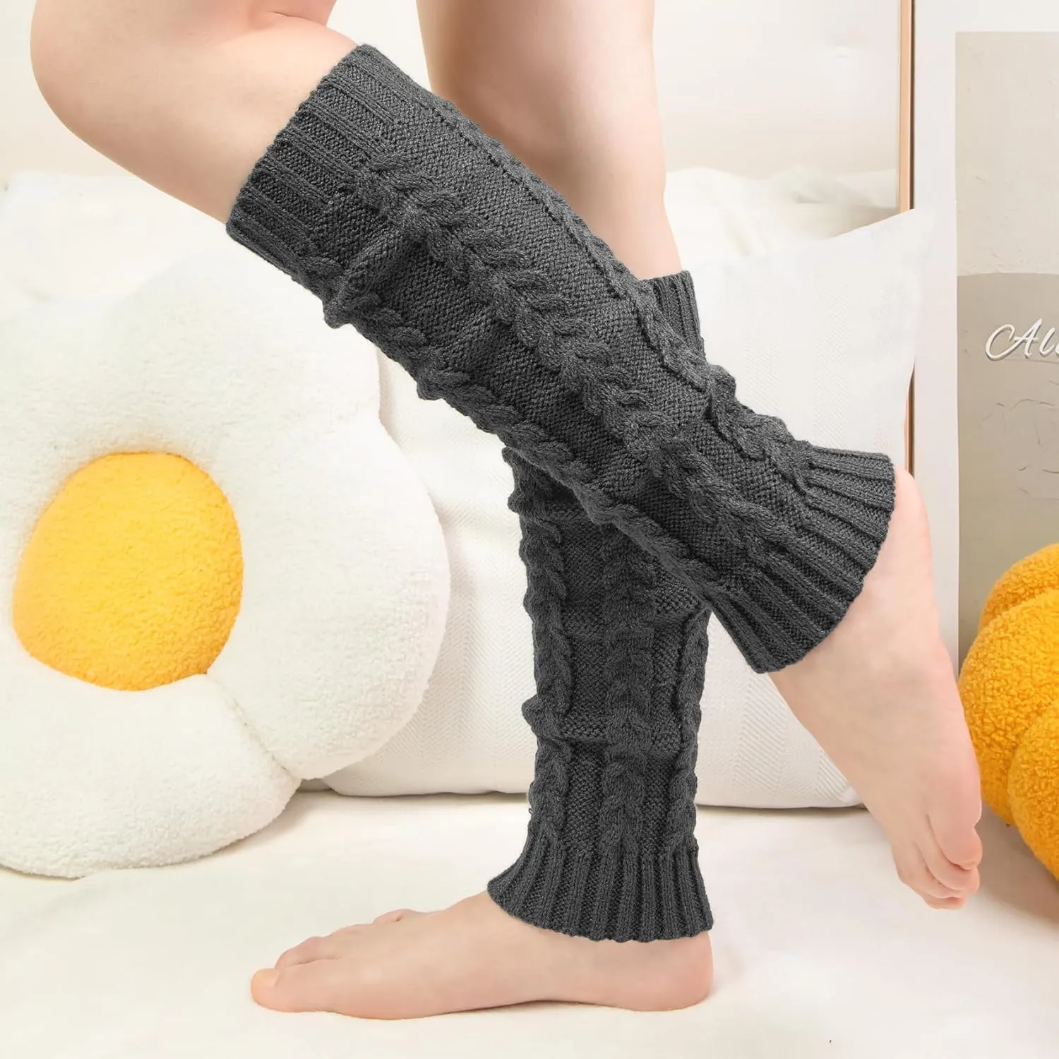 Womens Leg Warmers Winter Warm Knit Long Boot Socks Slouch Knee High 80s for Party