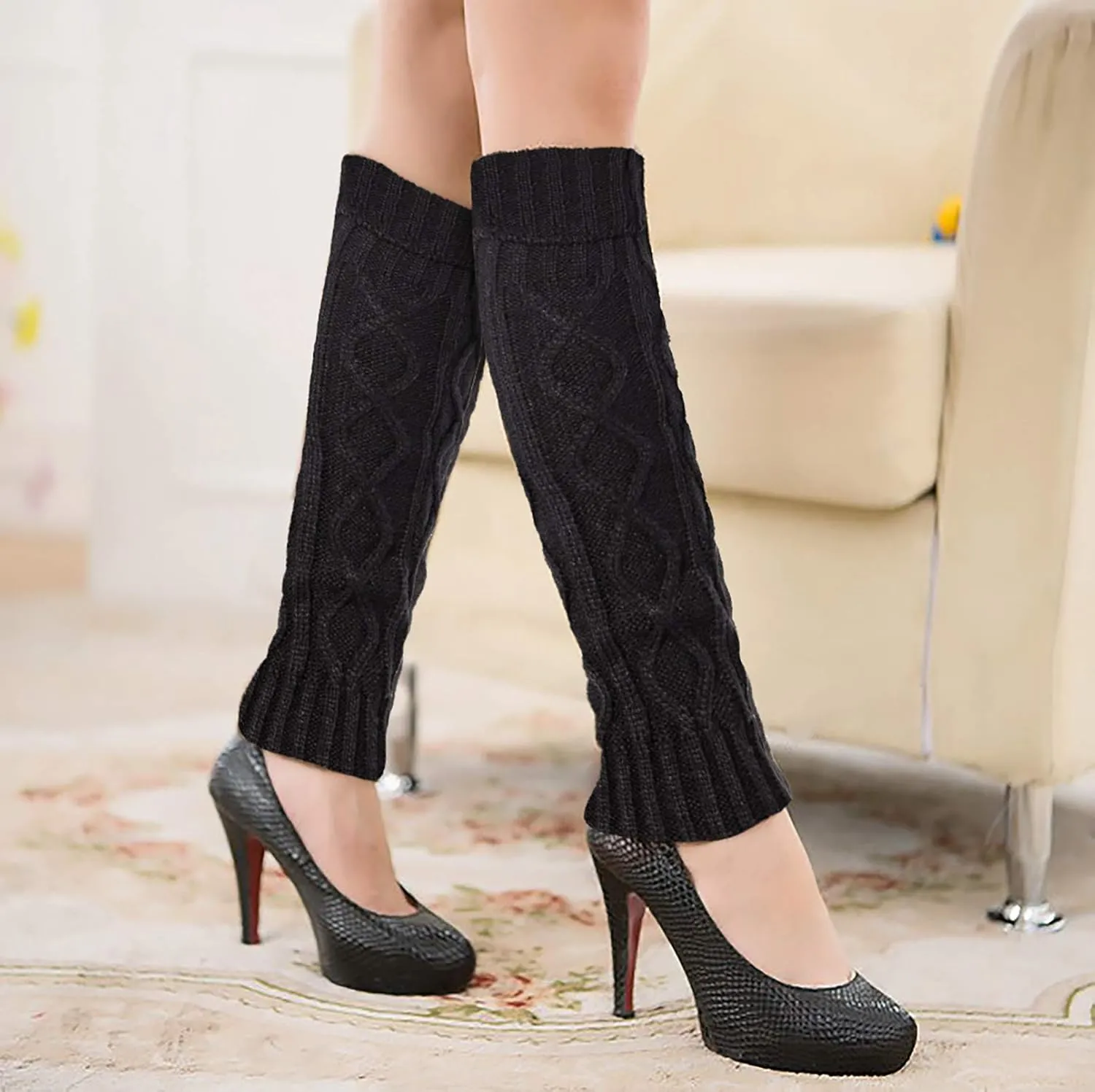 Womens Leg Warmers Winter Warm Knit Long Boot Socks Slouch Knee High 80s for Party