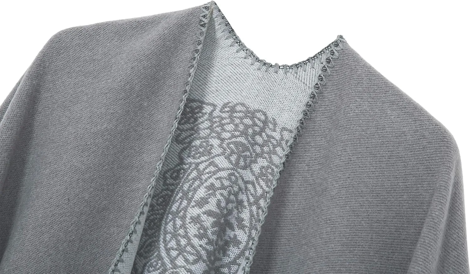 Women's Vintage Pattern Open Front Poncho Cape Shawl Winter Shawl Wraps