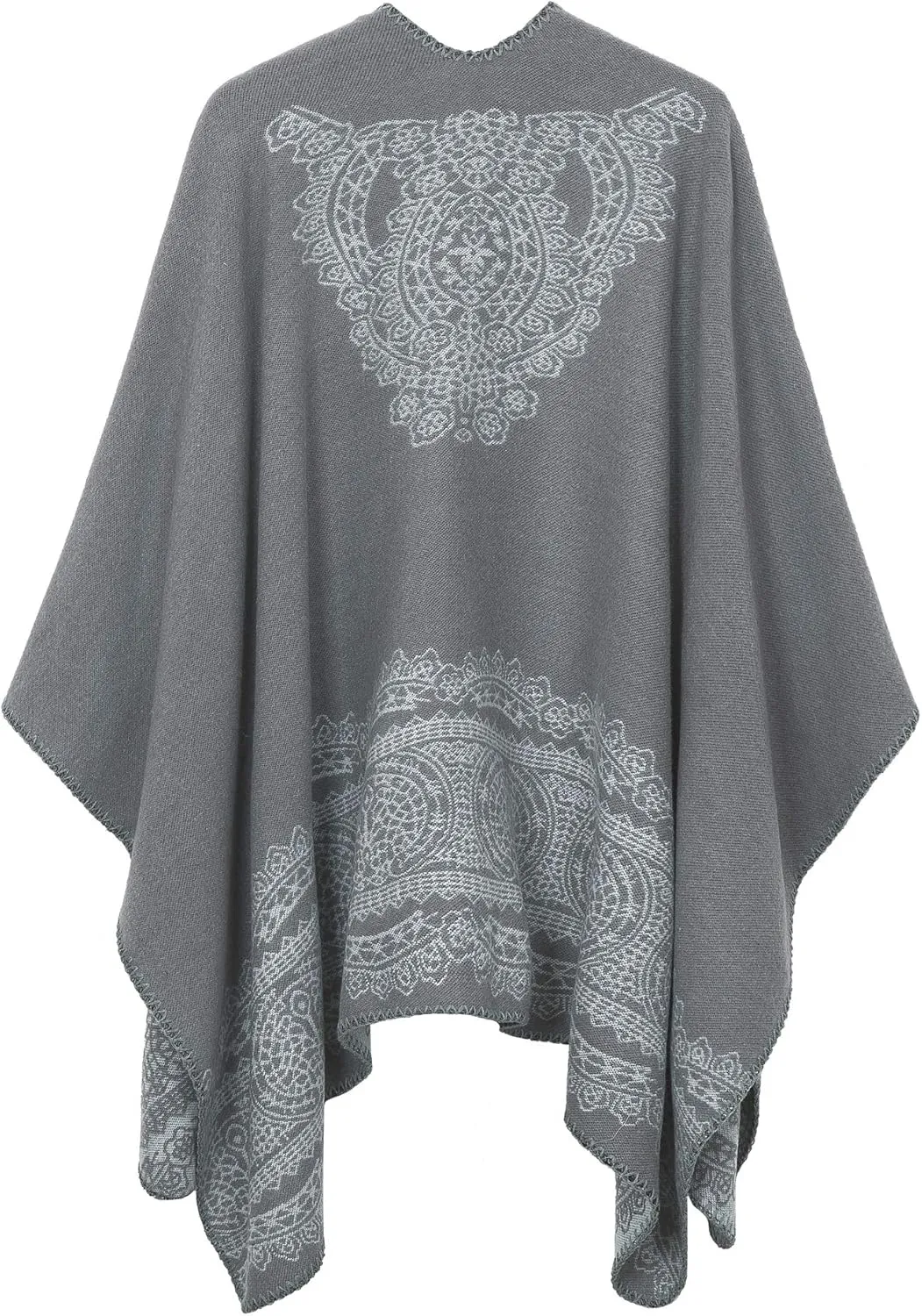 Women's Vintage Pattern Open Front Poncho Cape Shawl Winter Shawl Wraps