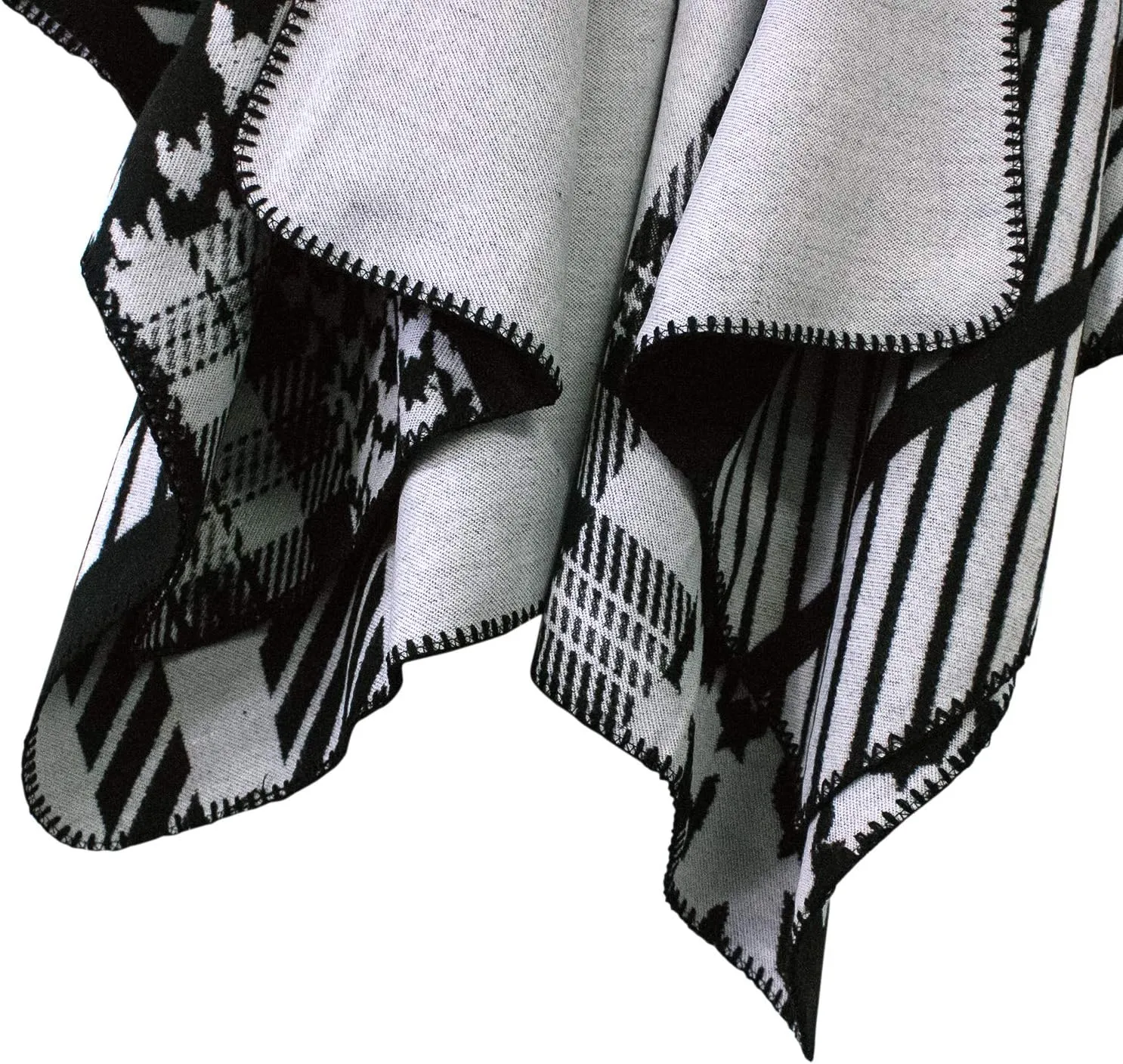 Women's Vintage Pattern Open Front Poncho Cape Shawl Winter Shawl Wraps