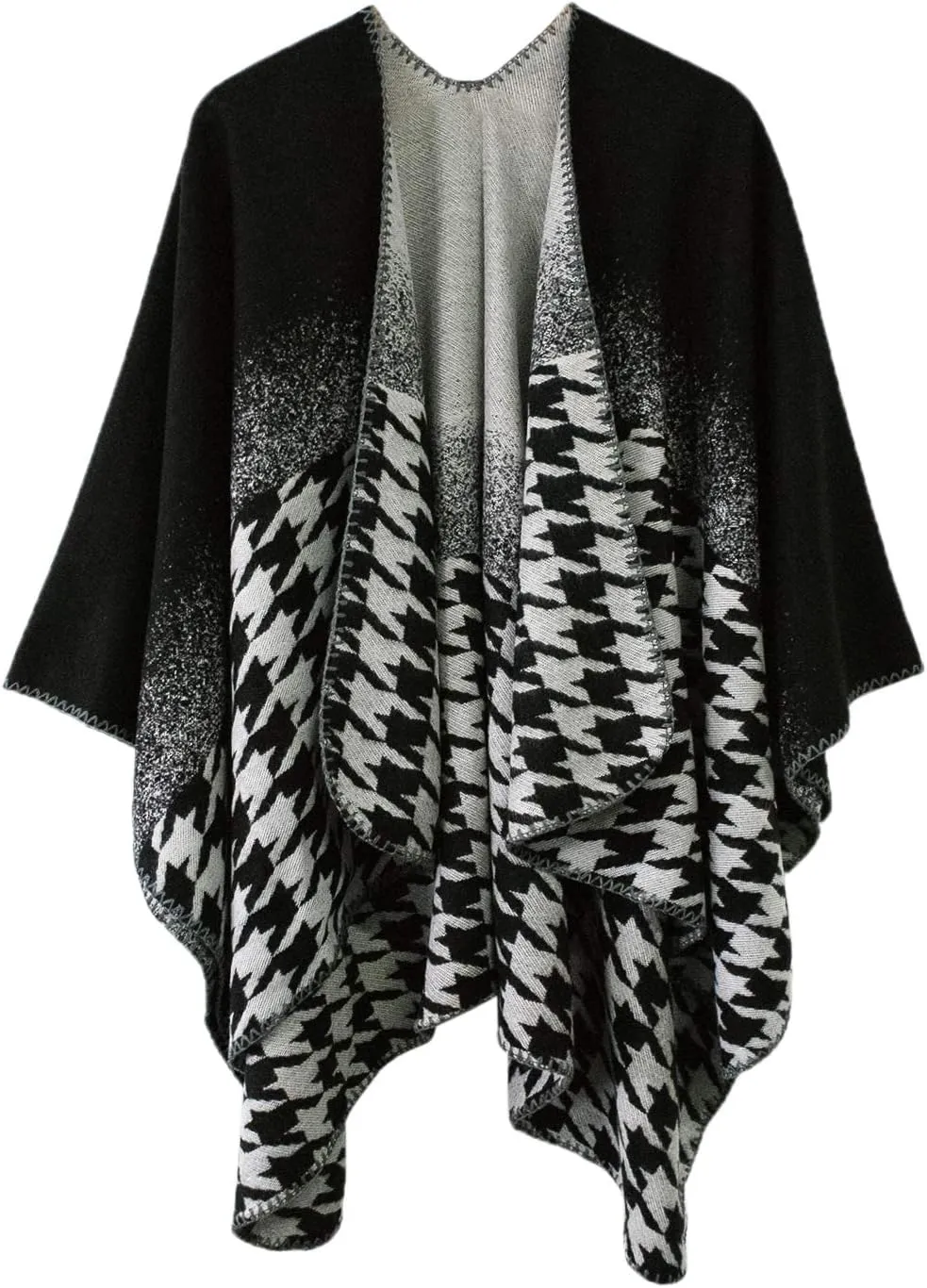 Women's Vintage Pattern Open Front Poncho Cape Shawl Winter Shawl Wraps