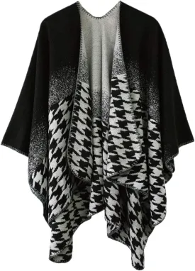 Women's Vintage Pattern Open Front Poncho Cape Shawl Winter Shawl Wraps