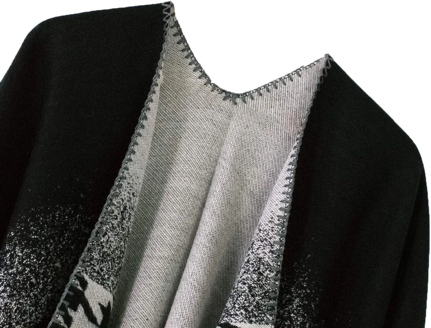 Women's Vintage Pattern Open Front Poncho Cape Shawl Winter Shawl Wraps