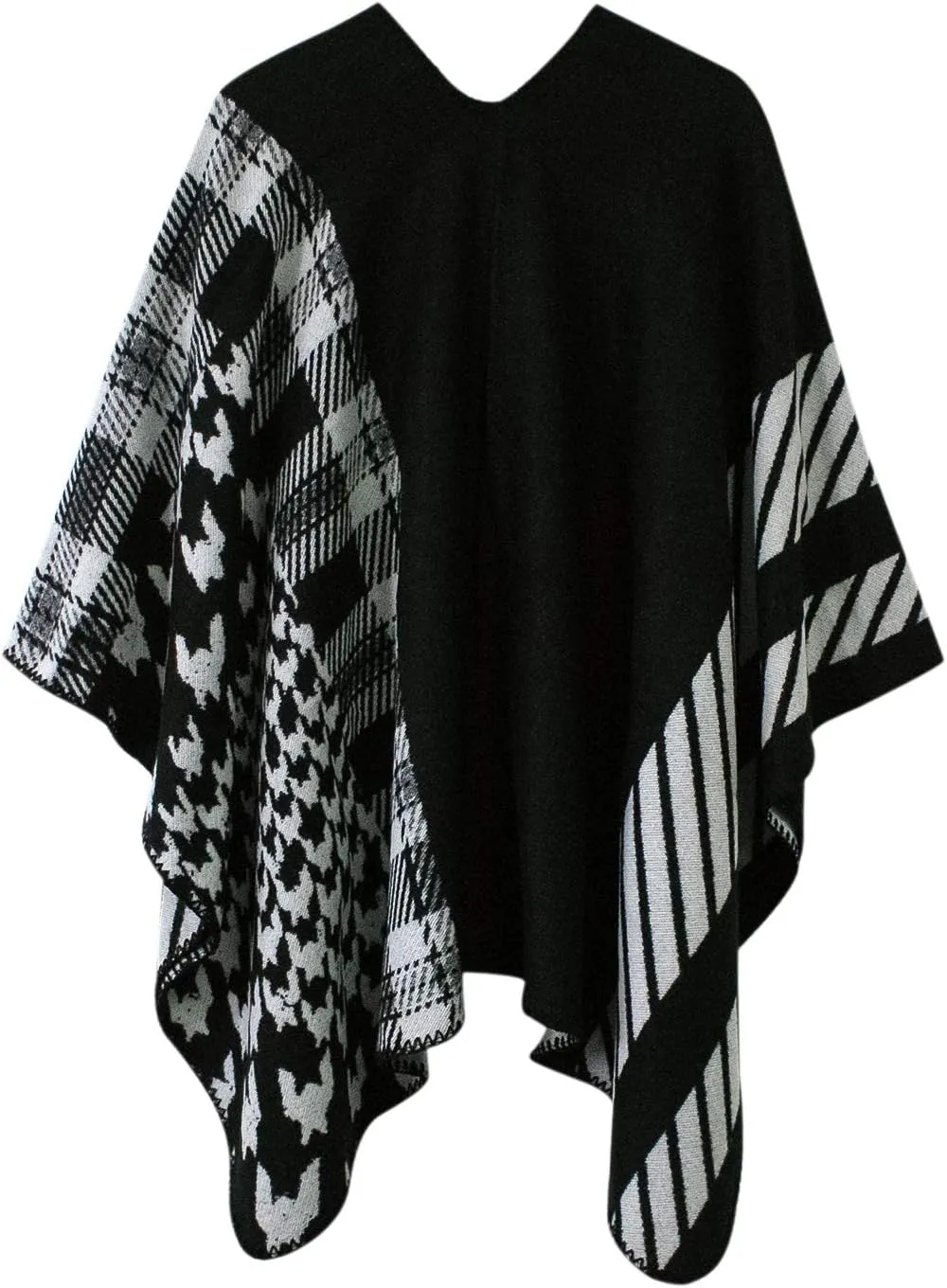 Women's Vintage Pattern Open Front Poncho Cape Shawl Winter Shawl Wraps