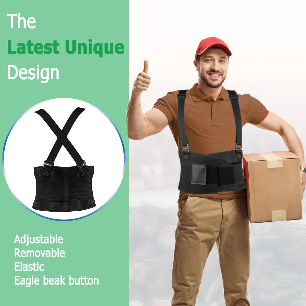 Work Back Brace - Back Support Belt for Lower Back Pain Relief, Heavy Lifting, Herniated Discs - Industrial Back Brace for Work With Shoulder Straps Fits Men and Women XL/2XL(37"-45")