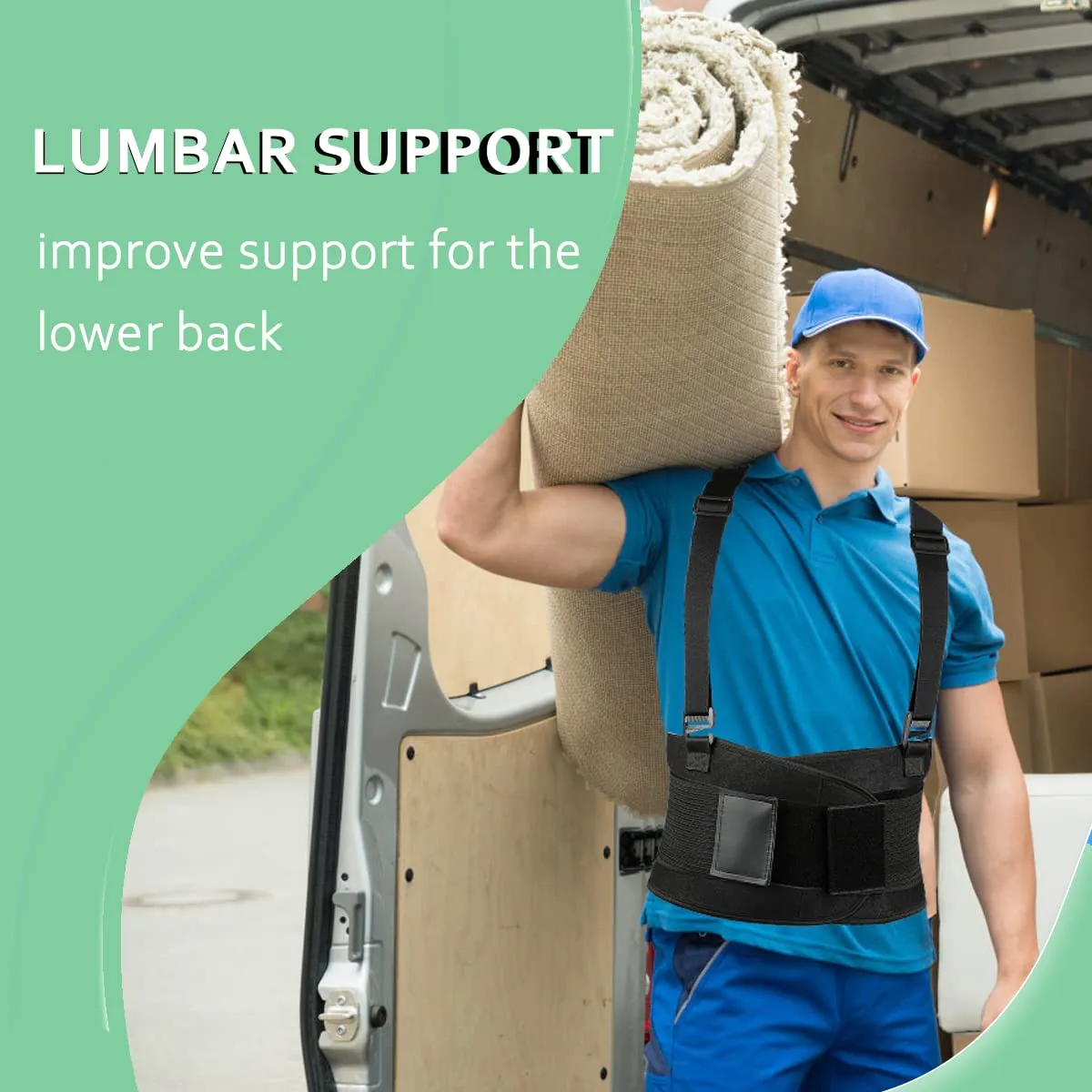 Work Back Brace - Back Support Belt for Lower Back Pain Relief, Heavy Lifting, Herniated Discs - Industrial Back Brace for Work With Shoulder Straps Fits Men and Women XL/2XL(37"-45")