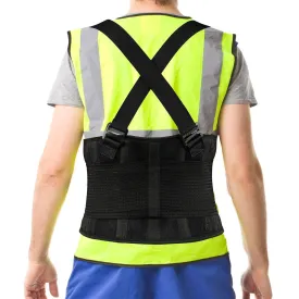 Work Back Brace - Back Support Belt for Lower Back Pain Relief, Heavy Lifting, Herniated Discs - Industrial Back Brace for Work With Shoulder Straps Fits Men and Women XL/2XL(37"-45")