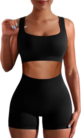 Workout Sets for Women Two Piece Sets for Women Summer Seamless Ribbed High Waist Leggings with Sports Bra Gym Sets Workout Sets for Women Two Piece Sets for Women Summer Seamless Ribbed High Waist Leggings with Sports Bra Gym Sets