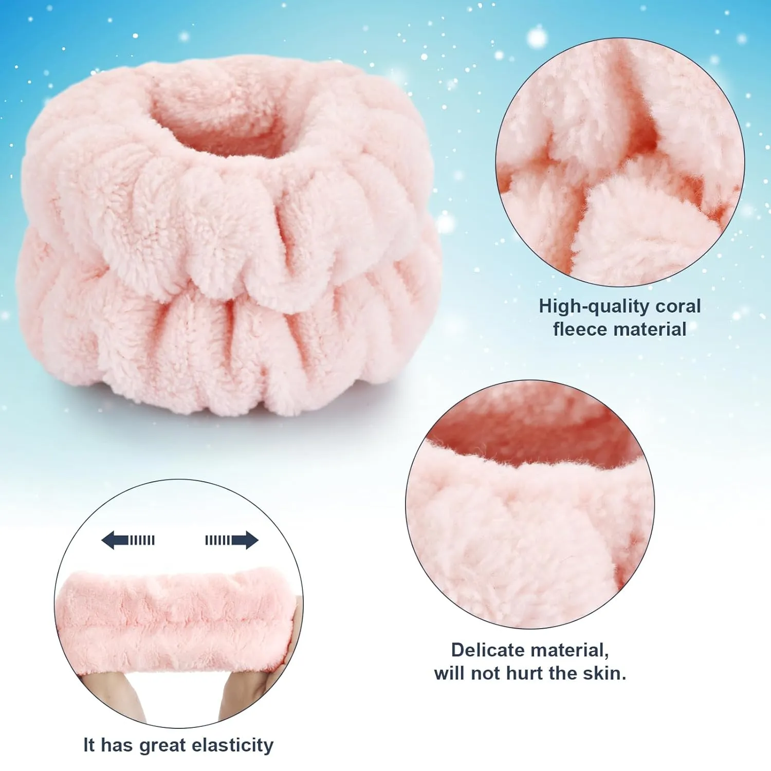 Wrist Bands for Washing Face, Microfiber Wrist Towels for Washing Face, Spa Wristbands for Washing Face, Face Wash Wristbands, Arm Bands for Washing Face for Woman ChildrenPale Pink