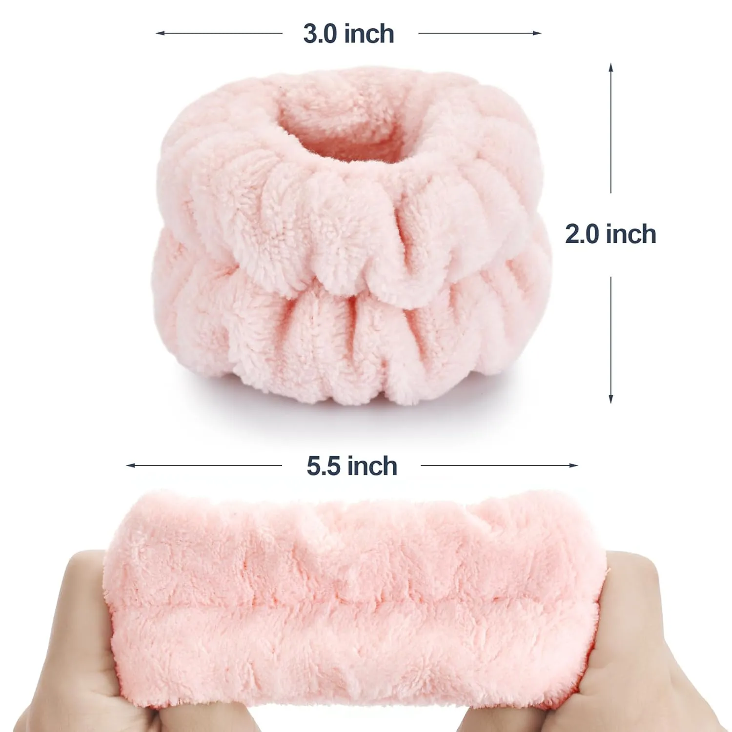 Wrist Bands for Washing Face, Microfiber Wrist Towels for Washing Face, Spa Wristbands for Washing Face, Face Wash Wristbands, Arm Bands for Washing Face for Woman ChildrenPale Pink