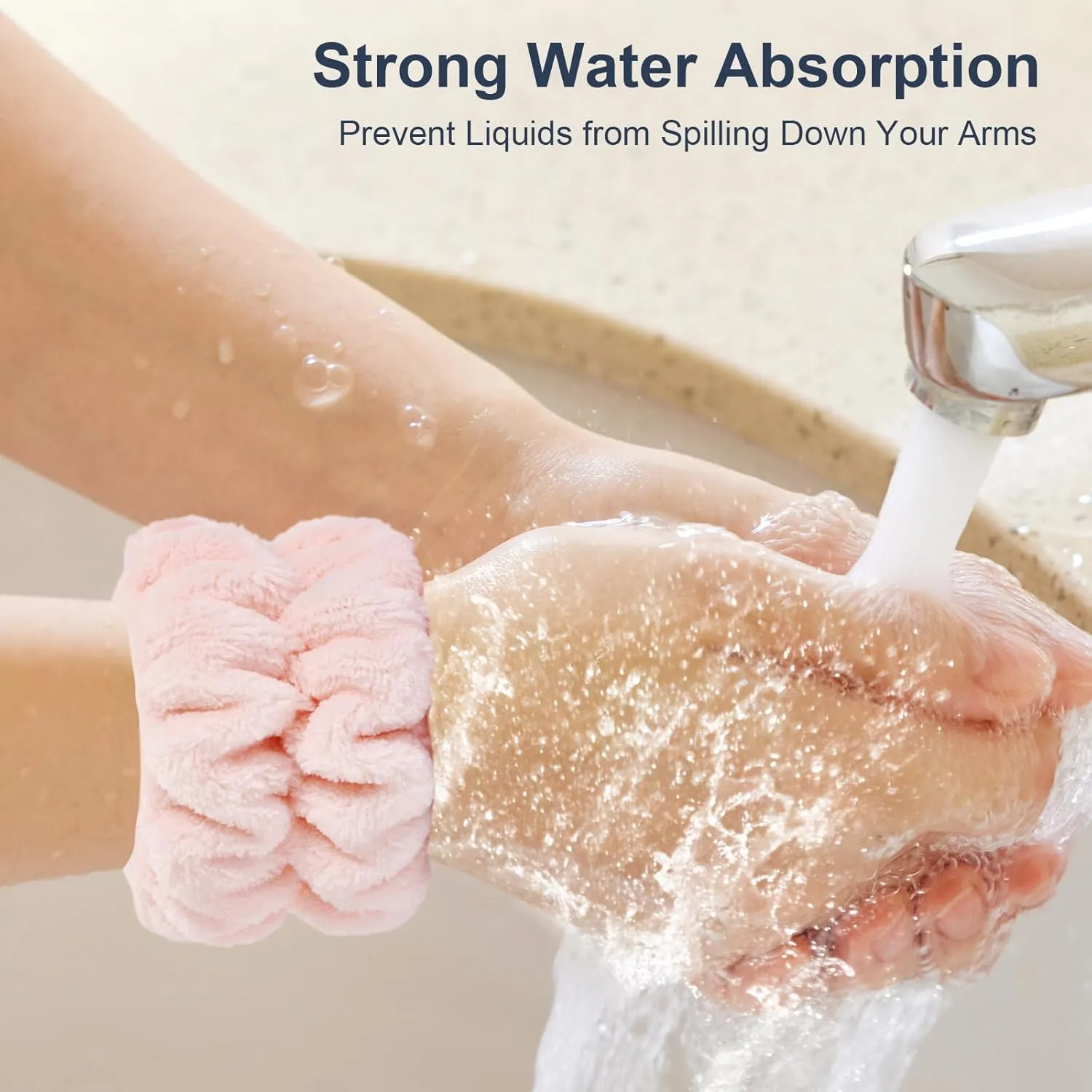 Wrist Bands for Washing Face, Microfiber Wrist Towels for Washing Face, Spa Wristbands for Washing Face, Face Wash Wristbands, Arm Bands for Washing Face for Woman ChildrenPale Pink