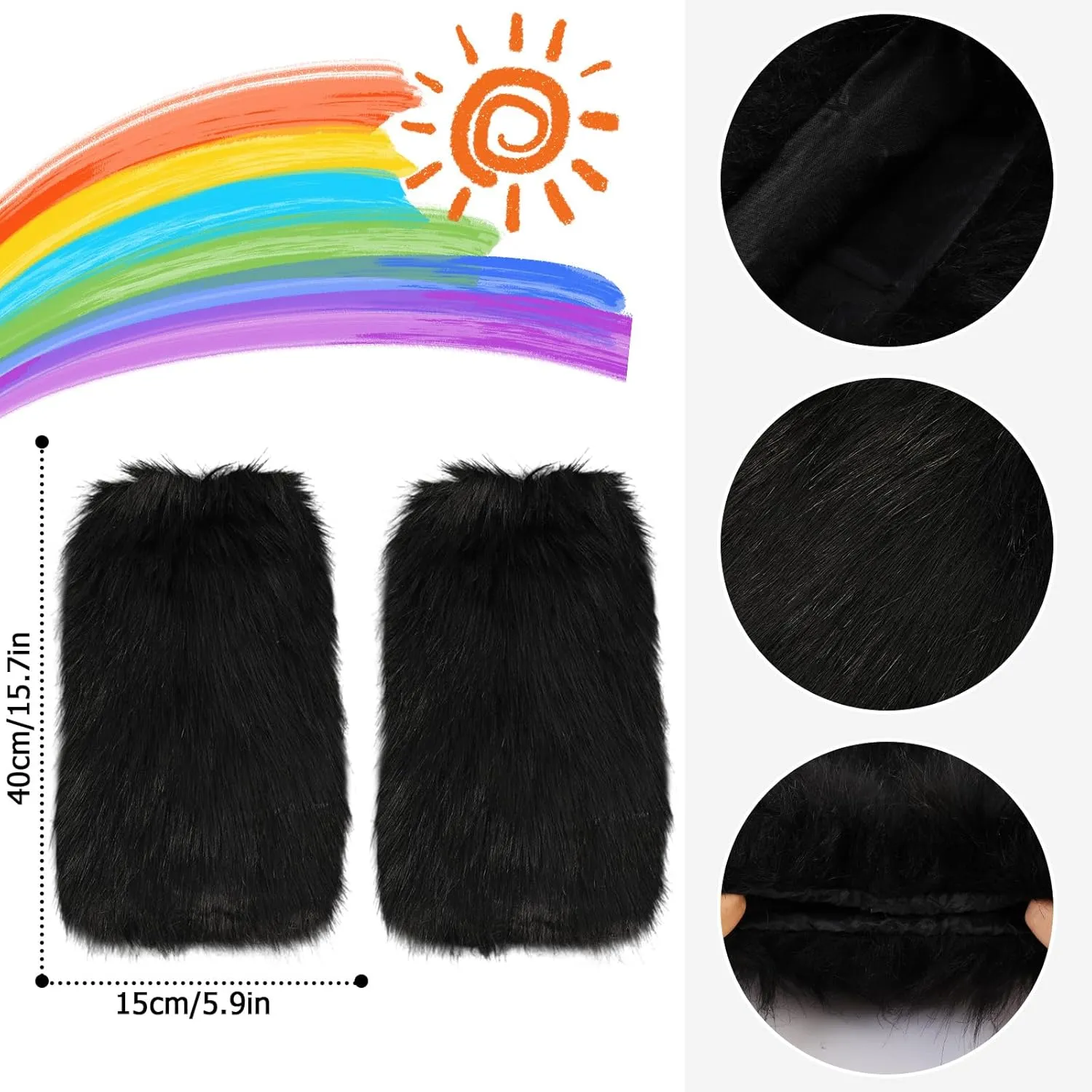 XEPST Faux Fur Fuzzy Leg Warmers Furry Boot Covers for Women, Warm Fuzzy Boot Cuff Boot Sleeves Leg Warmers for Party Costume