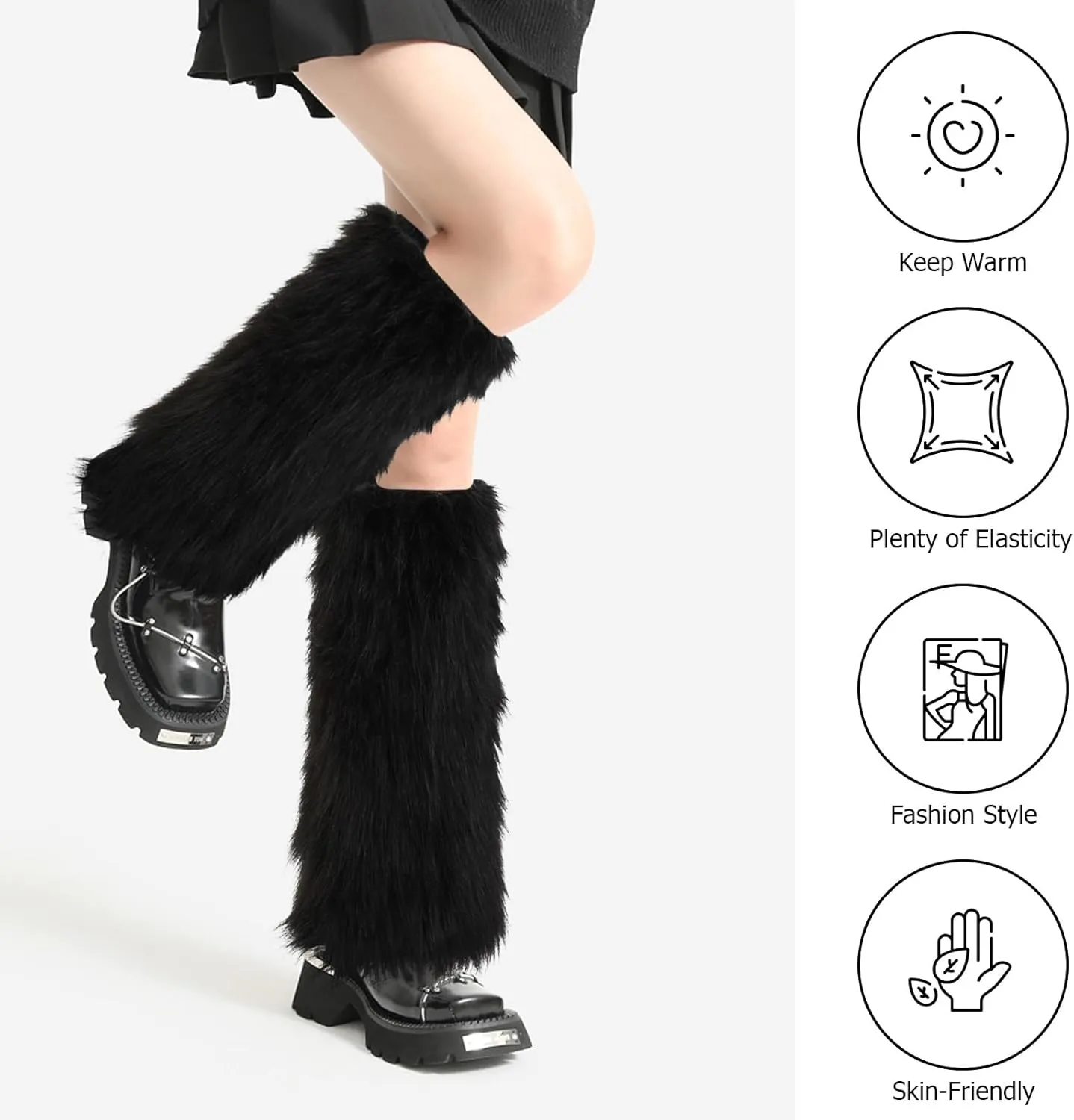 XEPST Faux Fur Fuzzy Leg Warmers Furry Boot Covers for Women, Warm Fuzzy Boot Cuff Boot Sleeves Leg Warmers for Party Costume