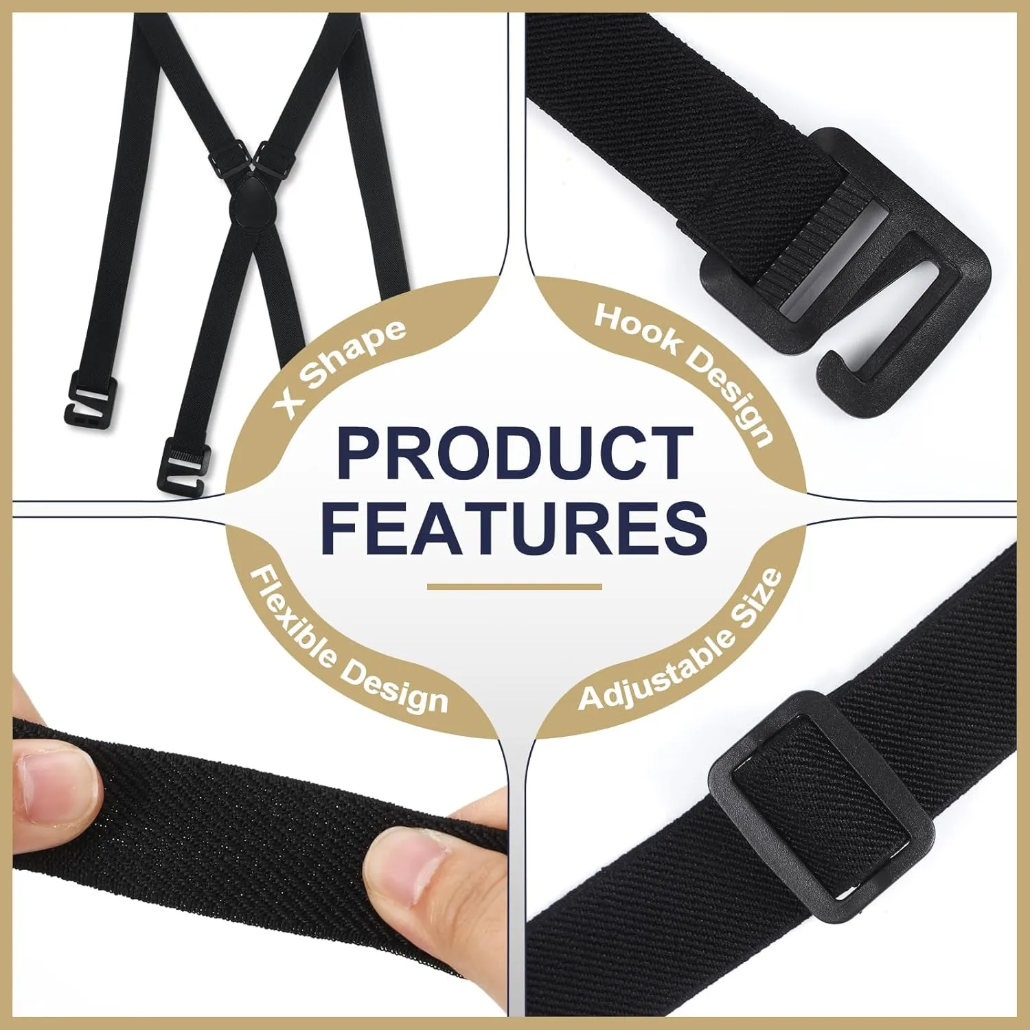 Xtinmee 4 Pcs Hidden Suspenders for Men Hidden Suspenders Adjustable Under Clothing Undergarment