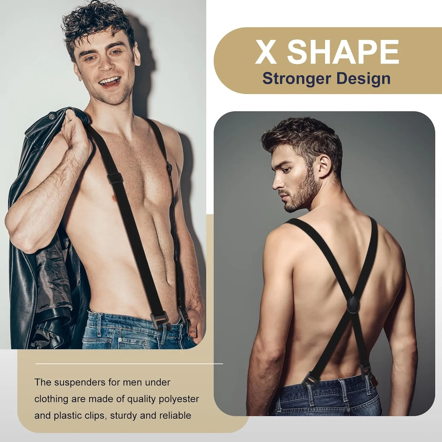 Xtinmee 4 Pcs Hidden Suspenders for Men Hidden Suspenders Adjustable Under Clothing Undergarment
