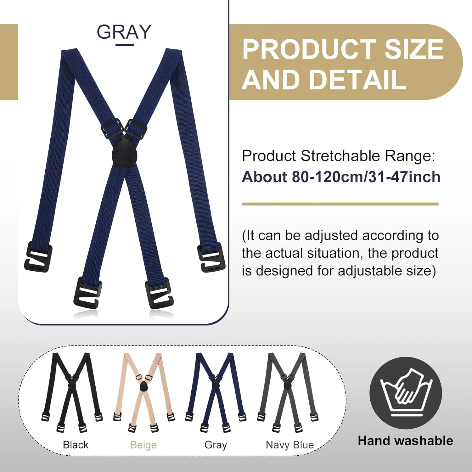 Xtinmee 4 Pcs Hidden Suspenders for Men Hidden Suspenders Adjustable Under Clothing Undergarment