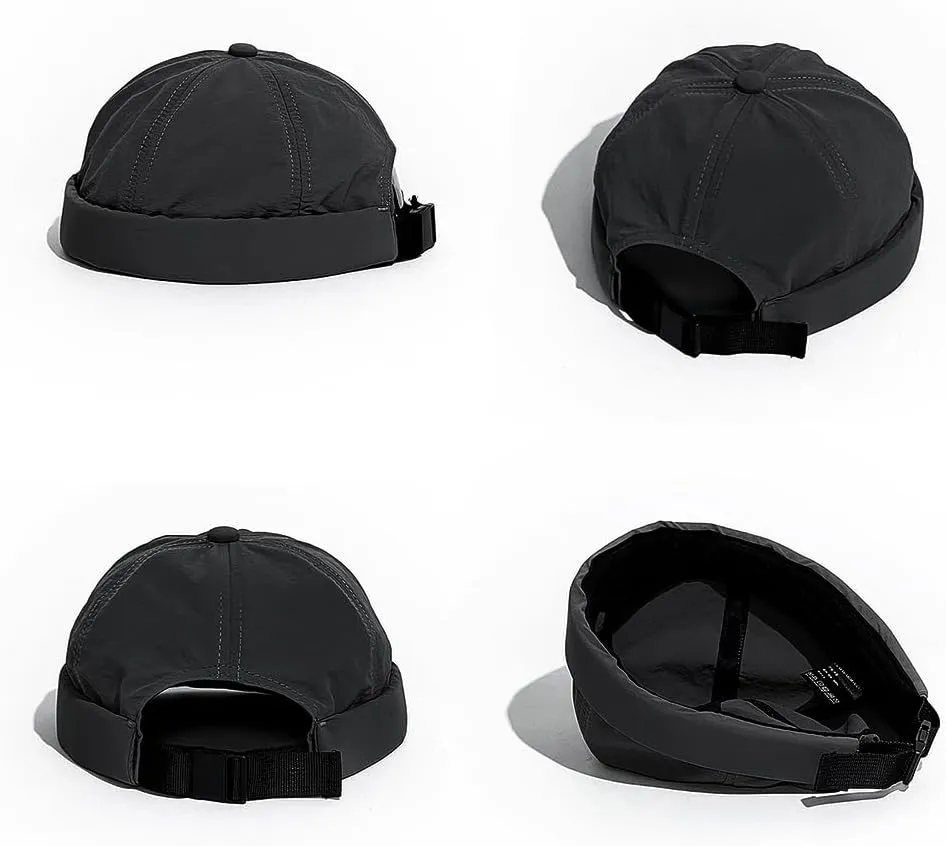 XYIYI Men Quick Dry Docker Cap Breathable Brimless Cap Rolled Cuff Retro Sailor Beanie Hat