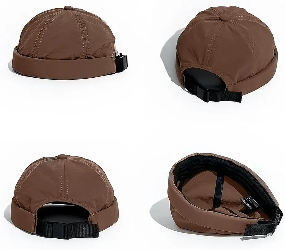 XYIYI Men Quick Dry Docker Cap Breathable Brimless Cap Rolled Cuff Retro Sailor Beanie Hat