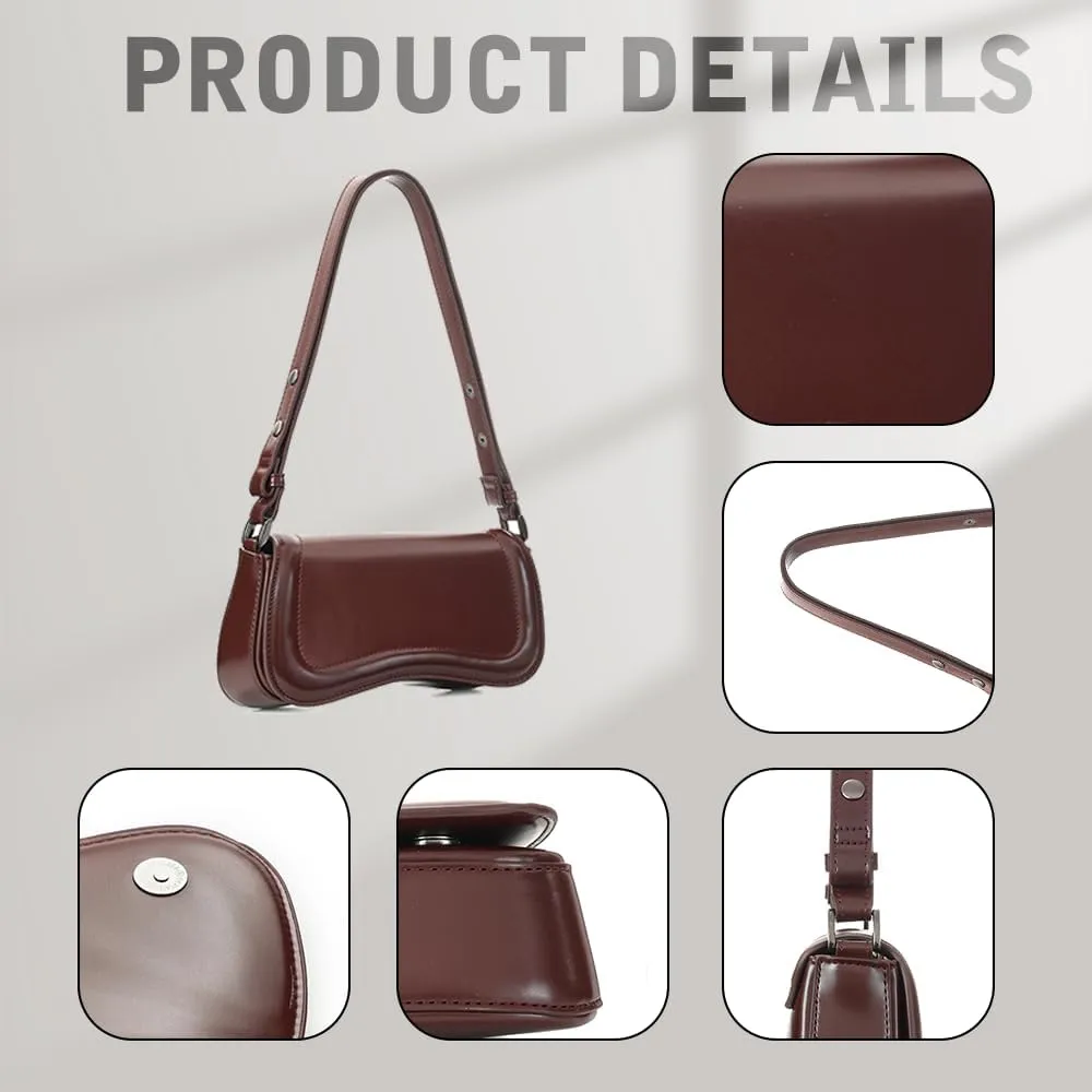 YDSIII Shoulder Bag, Women's Vintage Vegan Leather Shoulder Purse with Adjustable Strap