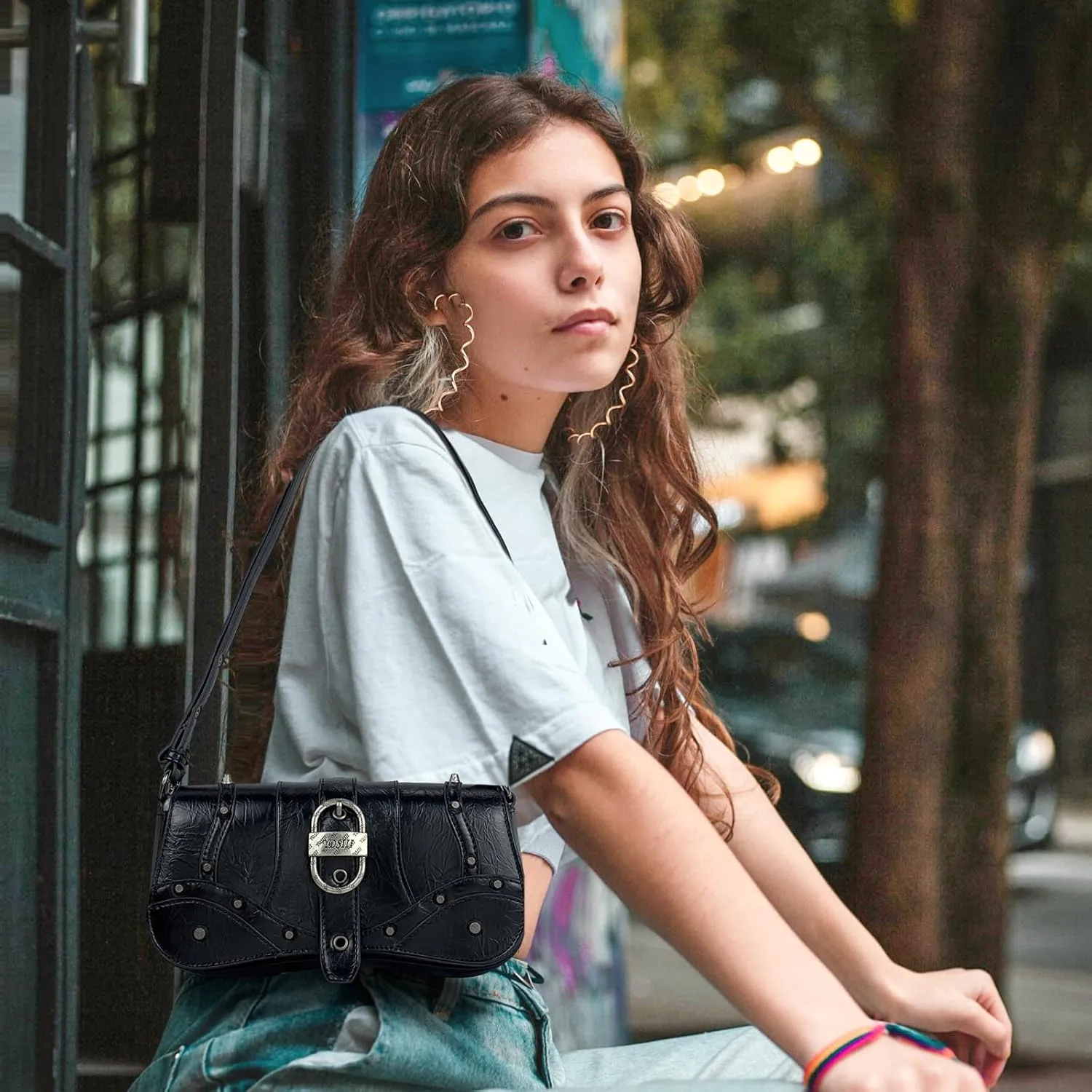 YDSIII Shoulder Bag, Women's Vintage Vegan Leather Shoulder Purse with Adjustable Strap